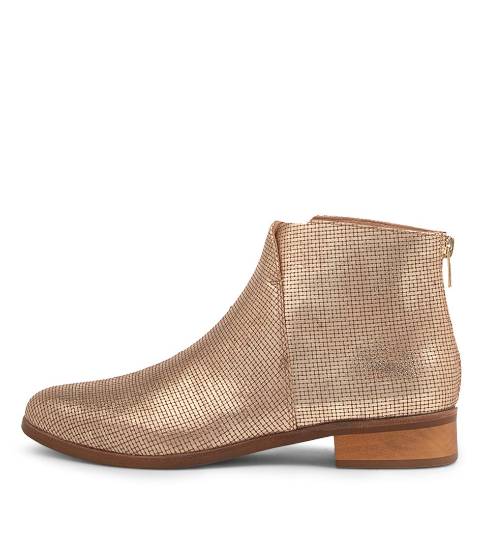 Infixed Old Gold Leather Ankle Boots by Django & Juliette | Shop Online ...