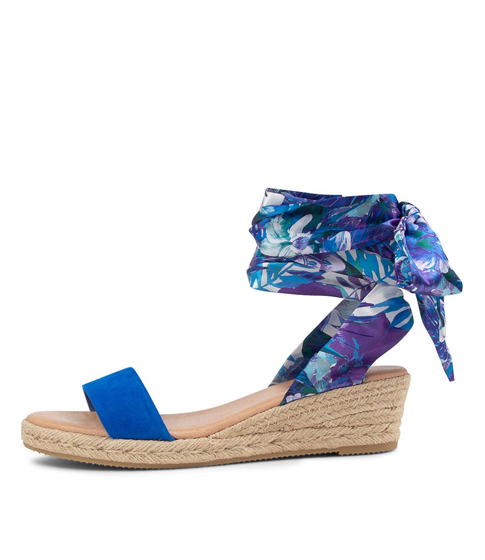 Blue floral hot sale wedges