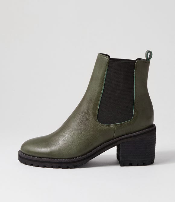 Biscoti Olive Leather Chelsea Boots