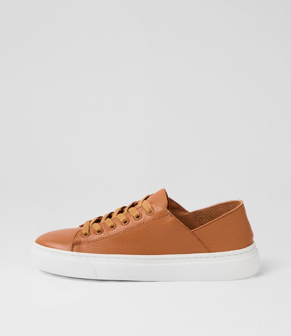 Oskher Dark Tan Leather Sneakers