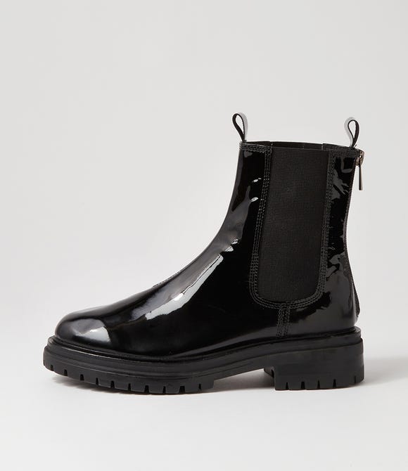 Apeace Black Patent Leather Chelsea Boots