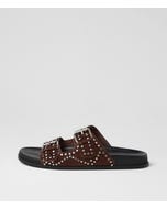 Heire Choc Black Suede Slides
