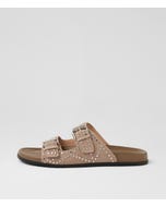 Heire Taupe Silver Suede Slides