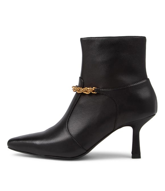 Augie Black Leather Ankle Boots
