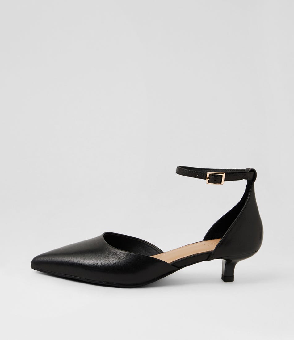 Cushla Black Leather Heels