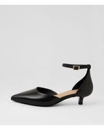 Cushla Black Leather Heels