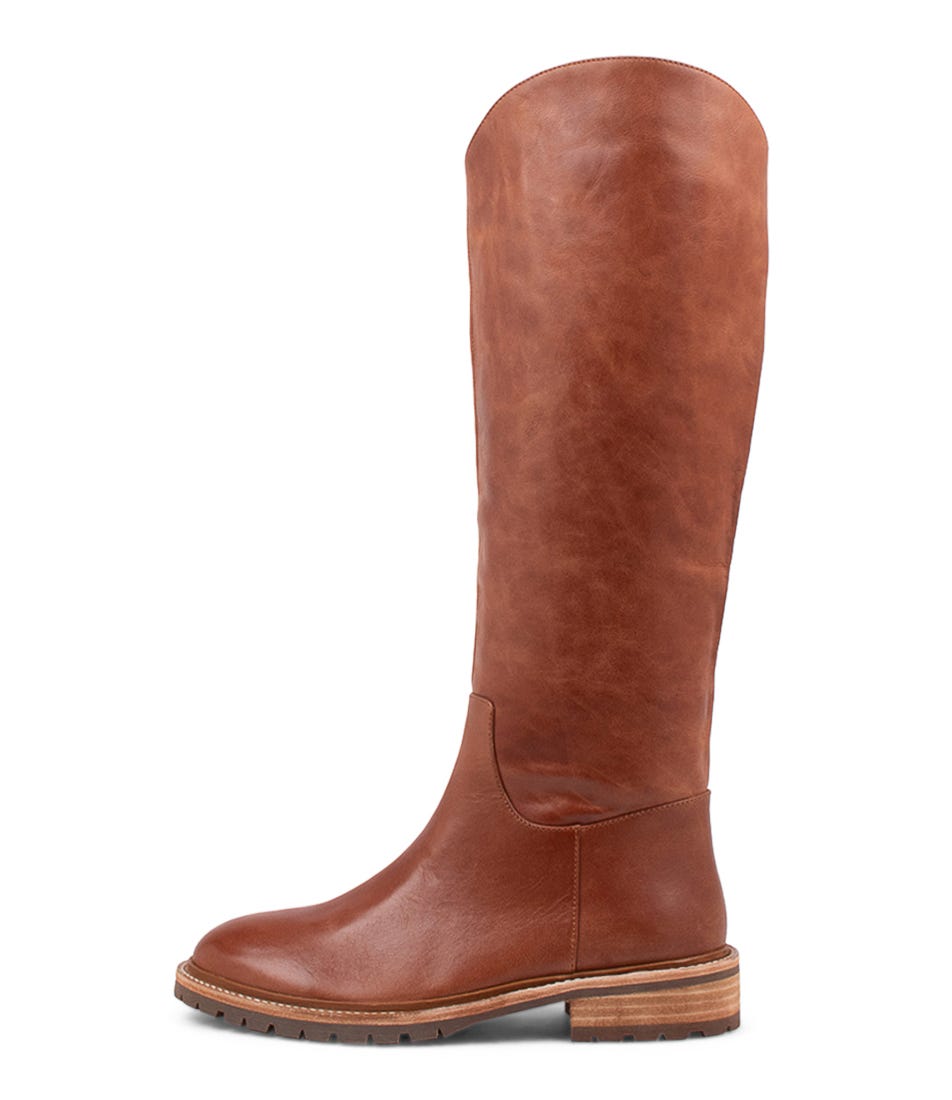 Rebel Walnut Leather Knee High Boots by Mollini Shop Online at
