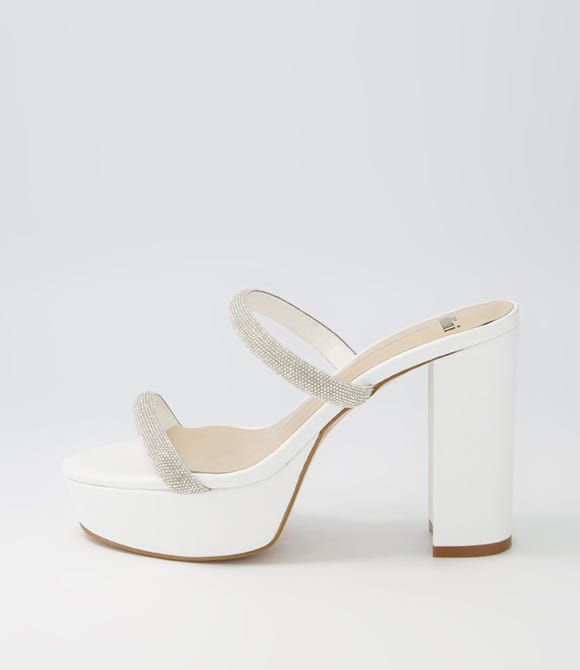 Aine White Leather Mules
