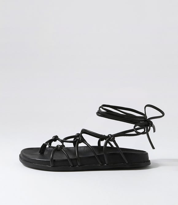 Helsa Black Leather Sandals