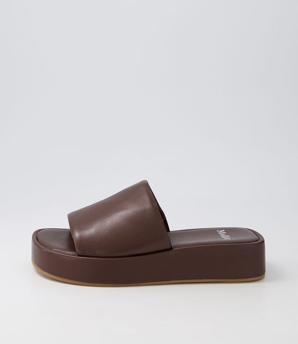 Garnell Choc Leather Slides