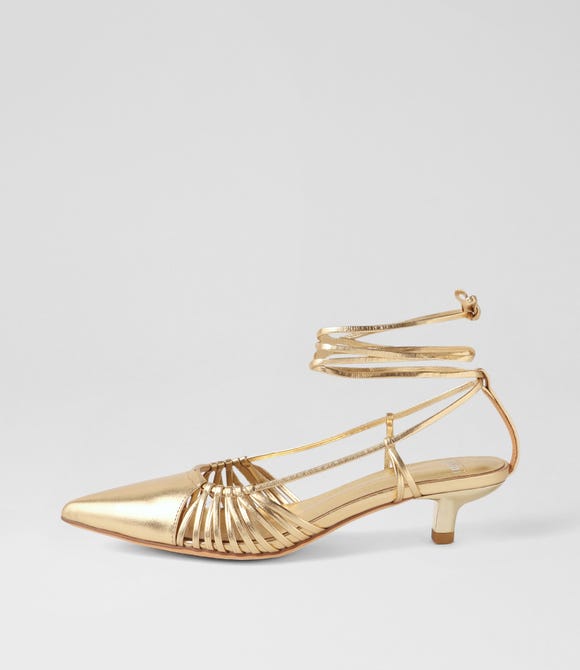 Chalsey Gold Leather Heels