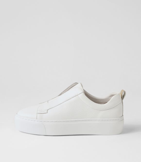 Cannes White Gold Leather Sneakers