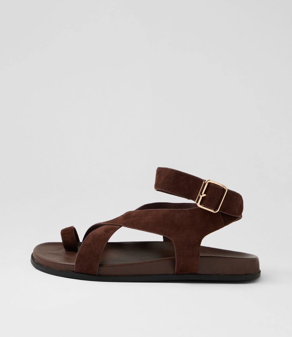 Huiro Choc Black Suede Sandals