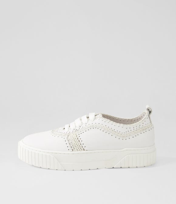 Jini White Leather Sneakers