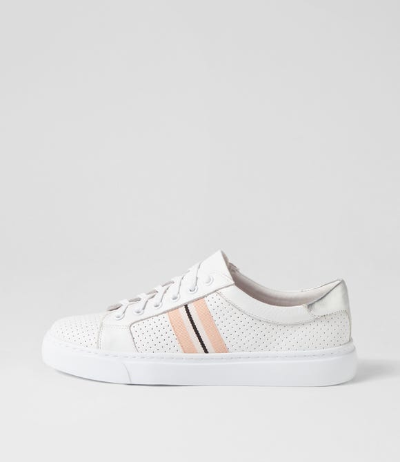 Oliny White Silver Leather Sneakers