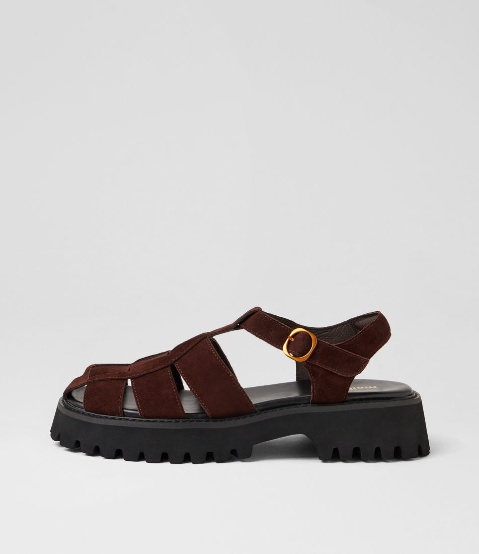 Skout Dark Choc Suede Sandals