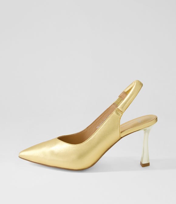 Traina Gold Leather Heels