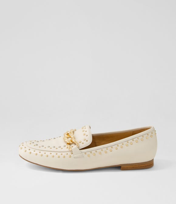 Garna Cream Leather Loafers