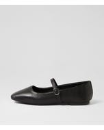 Tokena Black Leather Flat Shoes