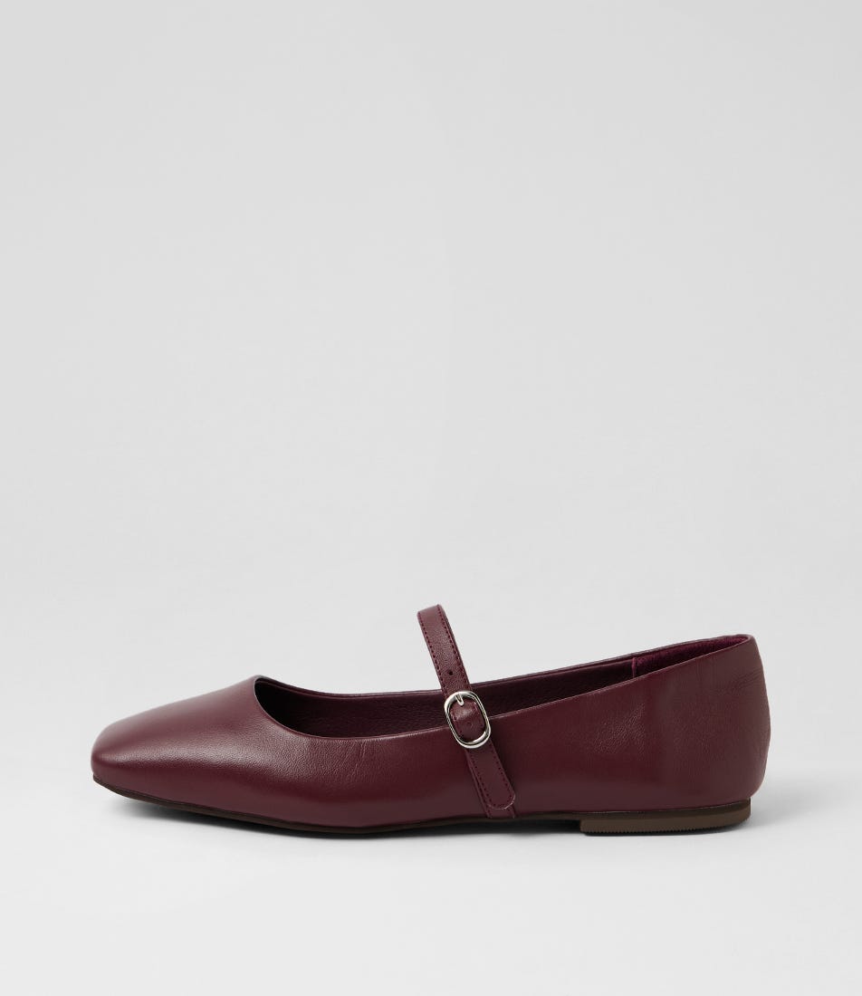 Tokena Burgundy Leather Flat Shoes