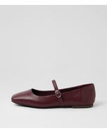 Tokena Burgundy Leather Flat Shoes