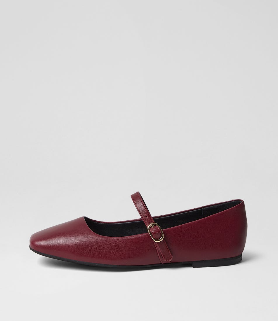 Tokena Burgundy Leather Flat Shoes