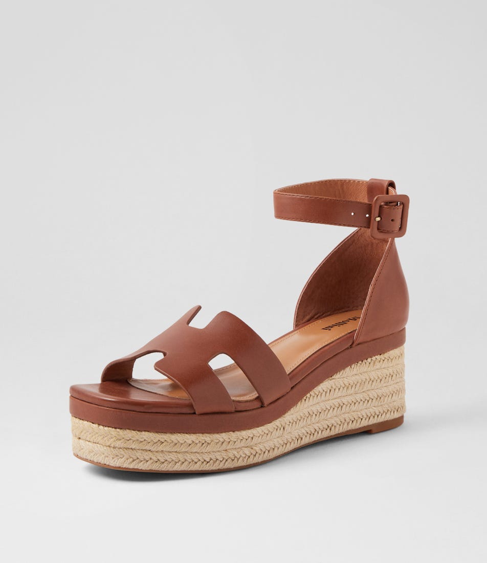 Geegie Walnut Leather Sandals by Mollini Shop Online at Mollini
