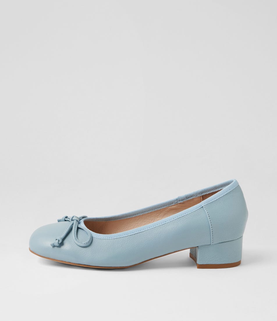 Jave Pale Blue Leather Heels