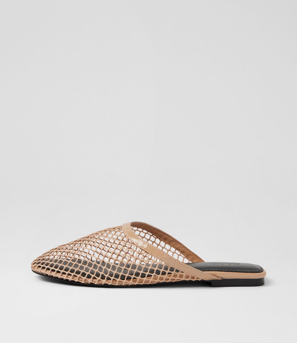 Lallina Nude Patent Mesh Slides