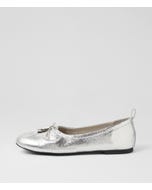 Juuliet Silver Crackle Leather Ballet Flats