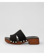 Cranberri Black Suede Platform Sandals