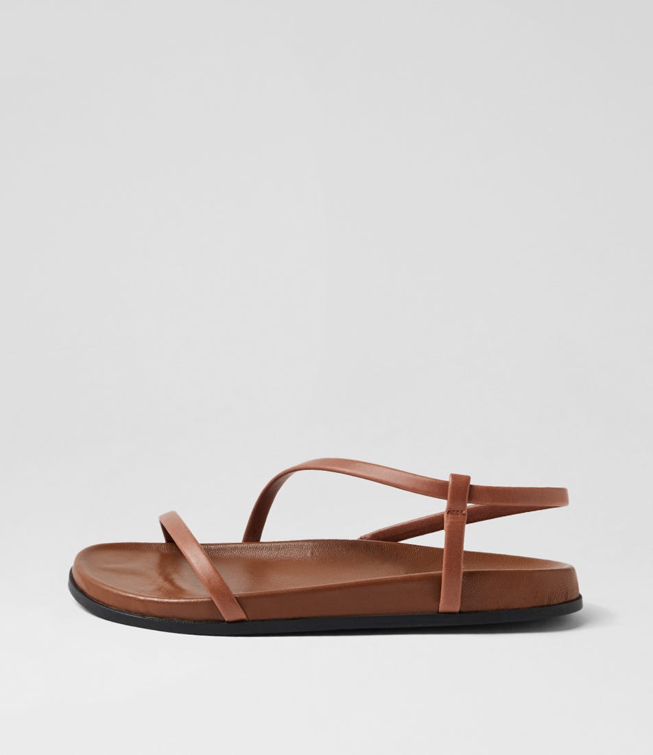 Herlia Walnut Leather Strappy Sandals