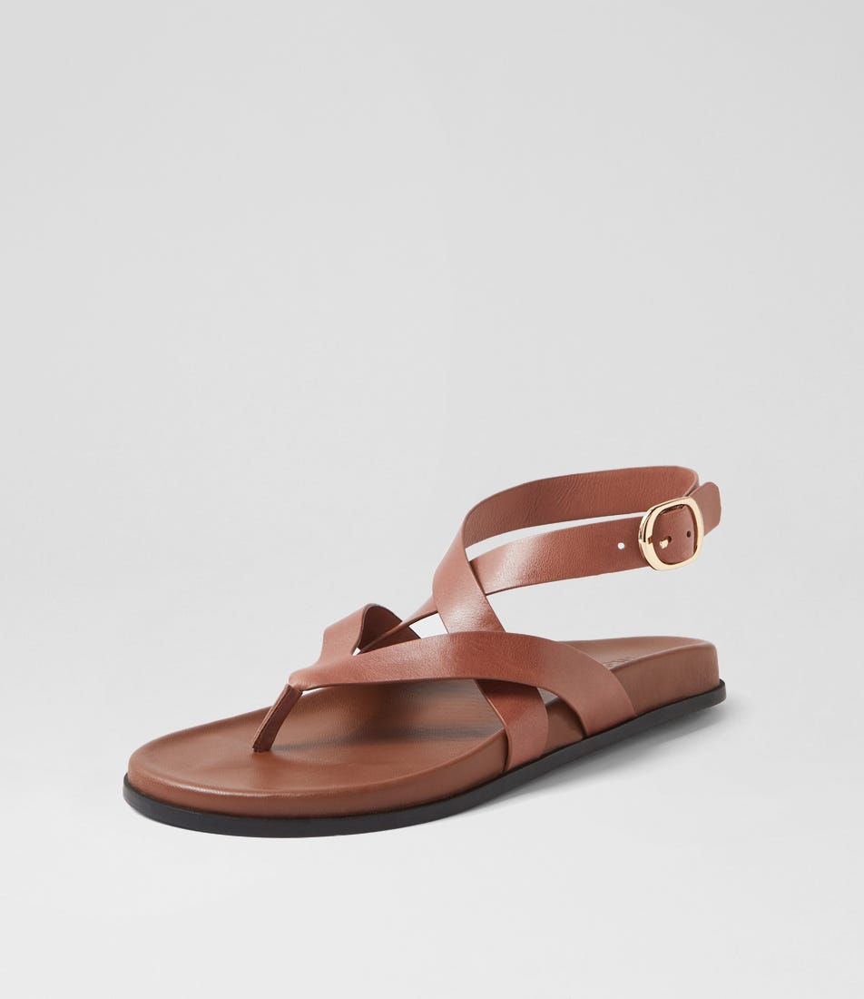 Havilo Walnut Leather Thongs by Mollini