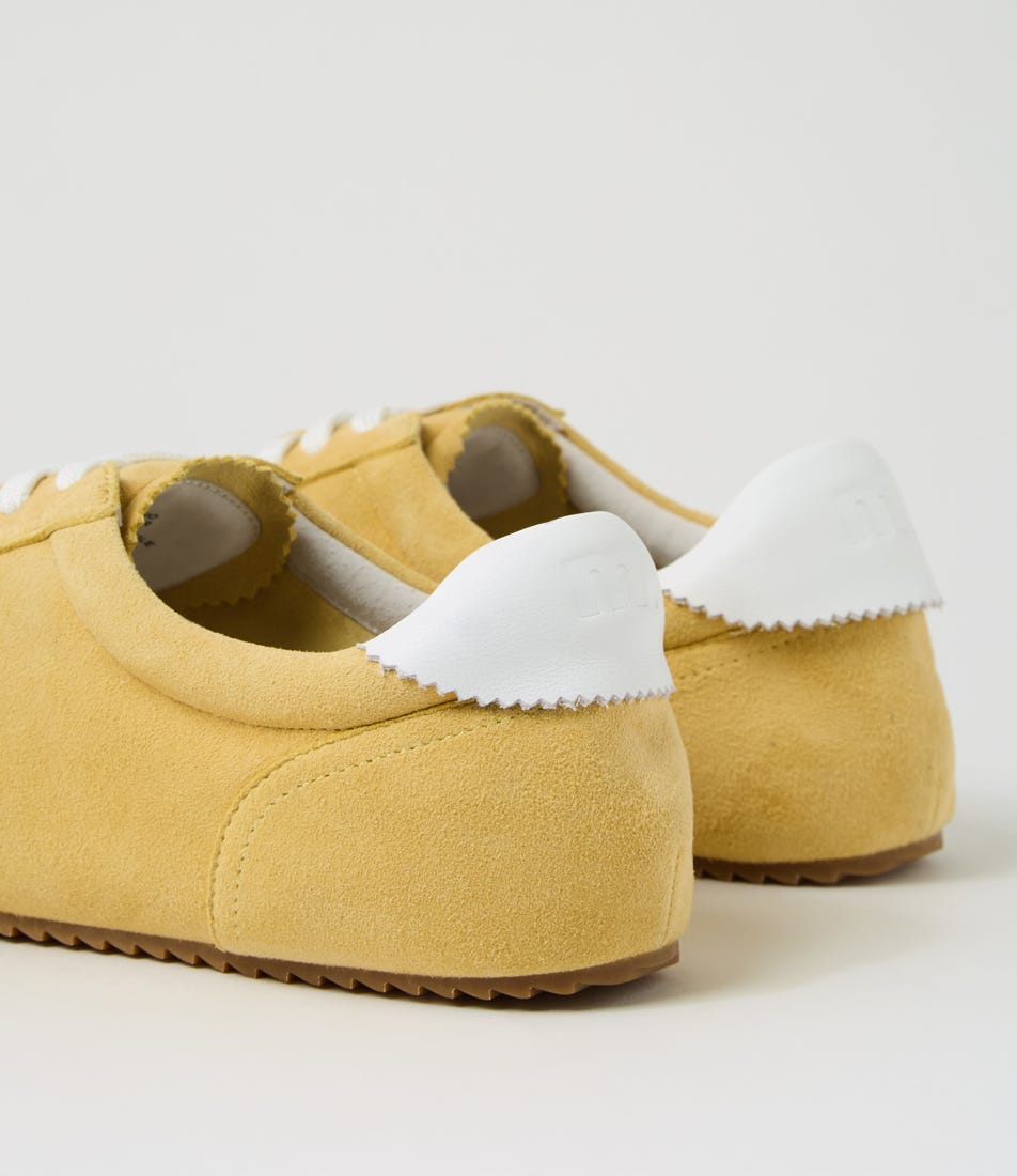 Liloa Lemon White Suede Leather Sneakers by Mollini