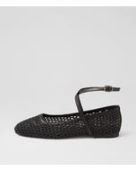 Neesa Black Woven Leather Ballet Flats
