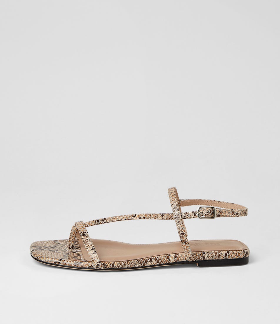 Rollina Nude Snake Leather Sandals