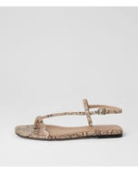Rollina Nude Snake Leather Sandals