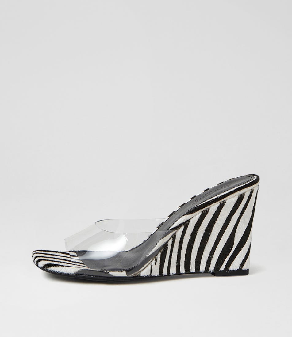 Anarbel Clear Zebra Pony Vinylite Leather Sandals