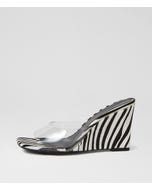 Anarbel Clear Zebra Pony Vinylite Leather Sandals