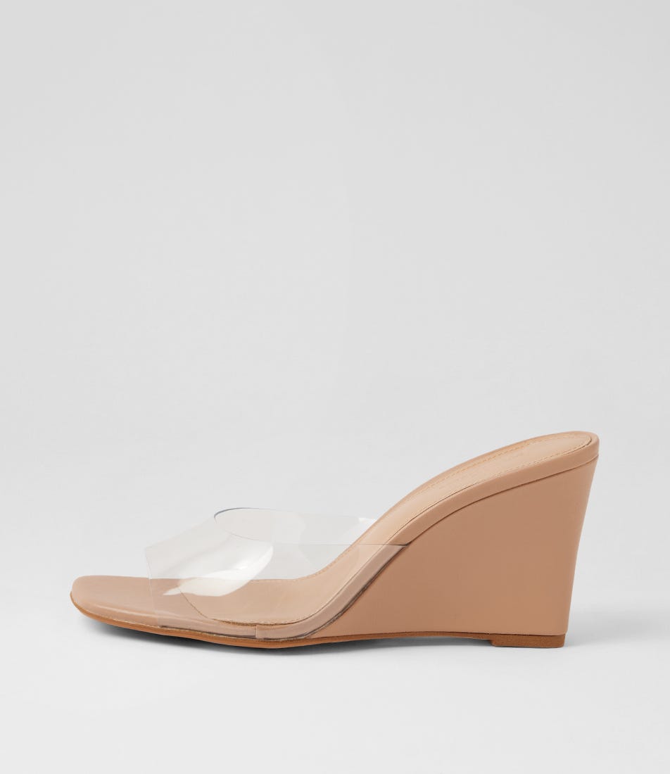 Anarbel Clear Nude Vinylite Leather Wedges