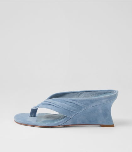 Febbe Pale Blue Suede Wedges