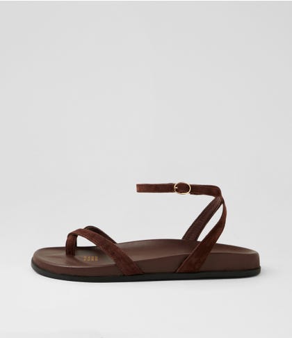 Hello Dark Brown Suede Sandals
