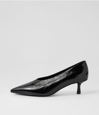 Dais Black Leather Pump Heels