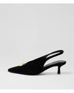 Dalles Black Gold Suede Slingback Pump Heels