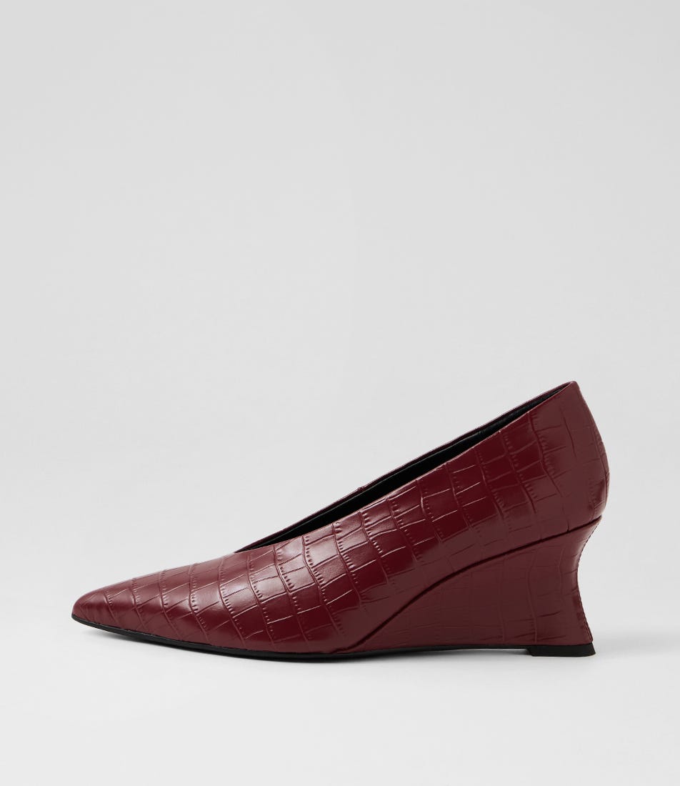 Camye Burgundy Leather Wedges