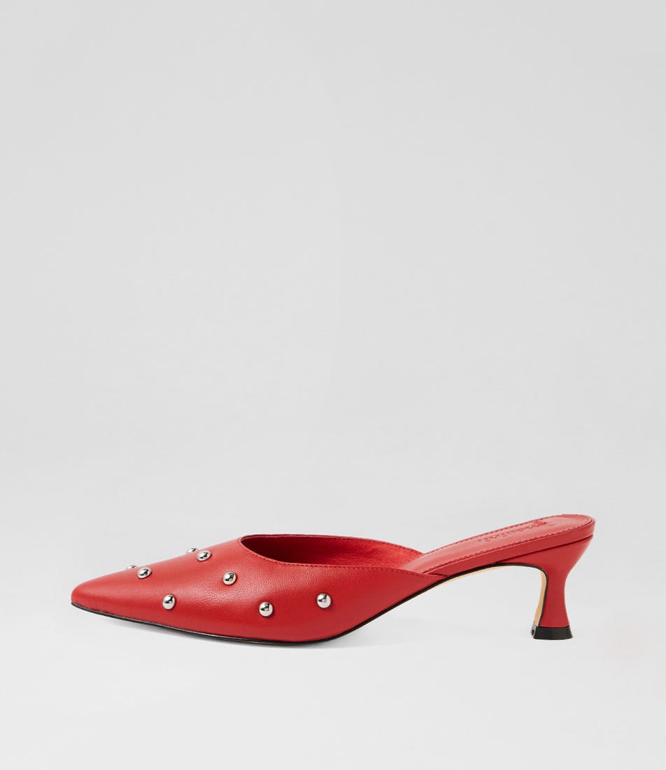 Gissello Deep Red Leather Heels