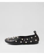 Lehen Black Leather Flat Shoes