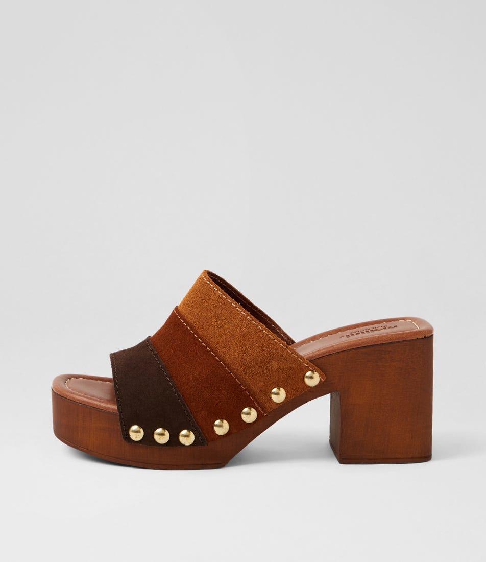 Ginia Brown Multi Suede Sandals