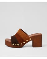 Ginia Brown Multi Suede Sandals