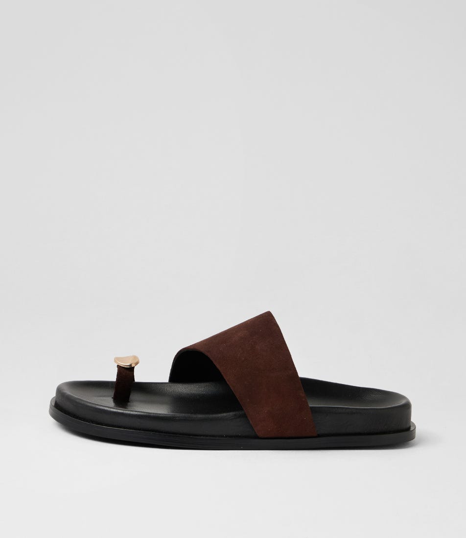 Blize Dark Choc Suede Sandals